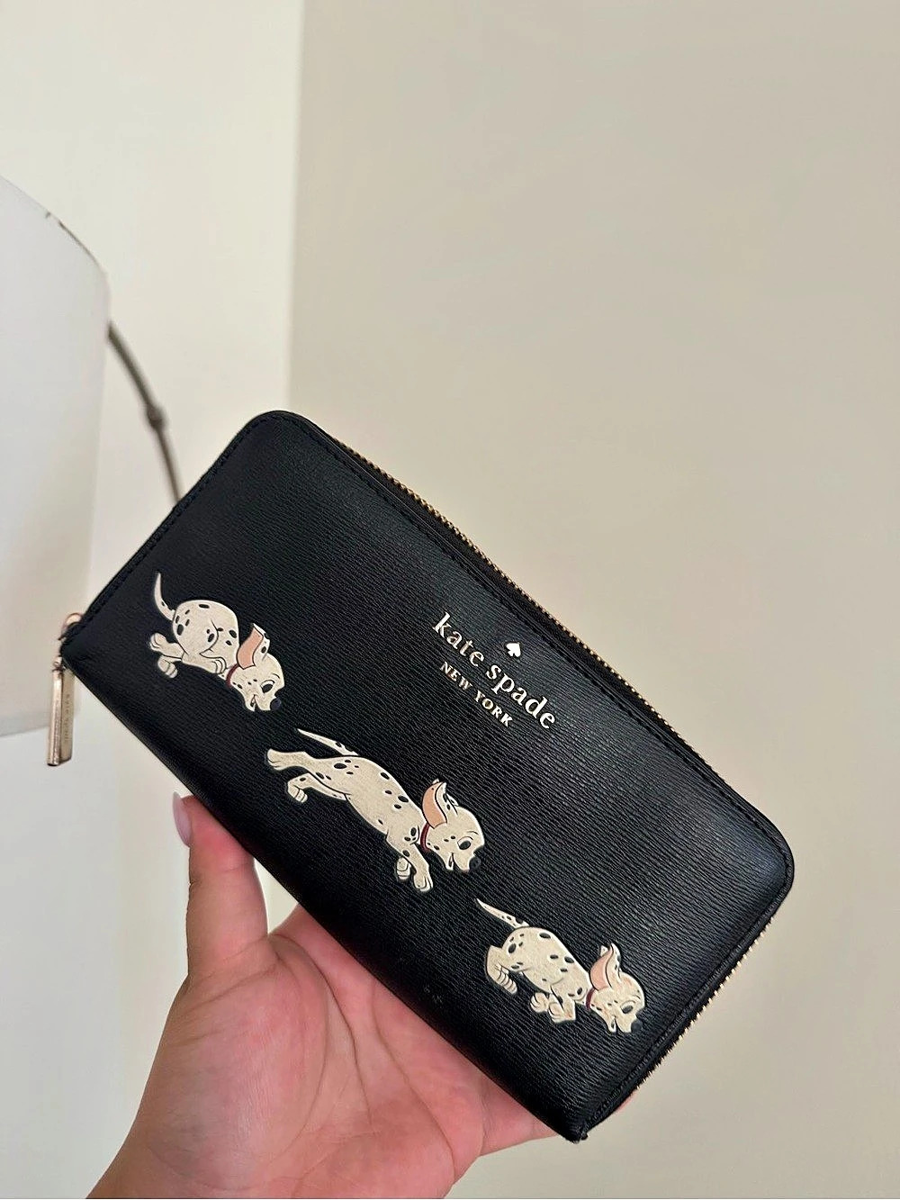 Kate Spade New York Cat Print Zip Around Wallet Black Like New